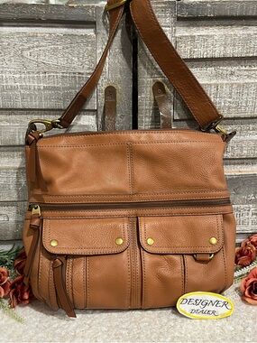 FOSSIL Morgan Traveler Leather Crossbody Tan ZB4799 VGC!